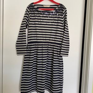 Soprano stripped print dark blue and gray dress for girl